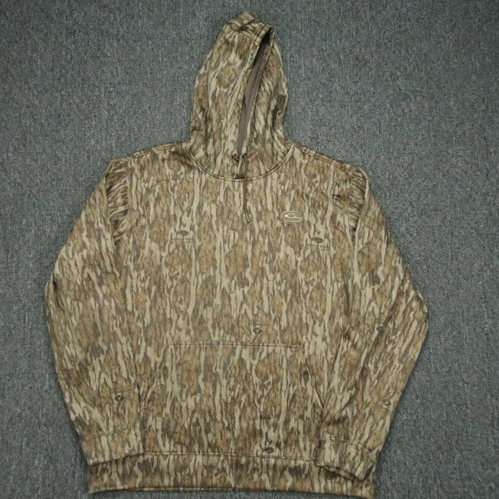 Drake Waterfowl Hoodie Mens XL Brown Camouflage Hunting Mossy Oak Bottomland